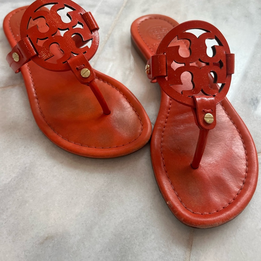 Tory Burch Orange Miller Sandals - 7 - Used